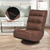 5-Position Folding Floor Gaming Chair-Rustic Brown