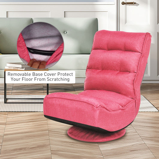 5-Position Folding Floor Gaming Chair-Pink