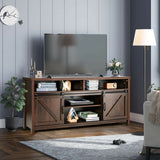 59 Inch Sliding Barn Door TV Stand with Adjustable Shelves for TVs up to 65 Inch-Brown