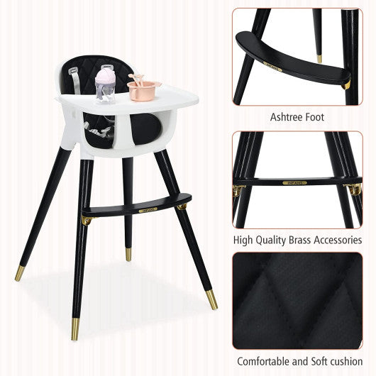 3-In-1 Adjustable Baby High Chair with Soft Seat Cushion for Toddlers-Black