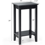 Set of 2 Versatile 2-Tier End Table with Storage Shelf-Black