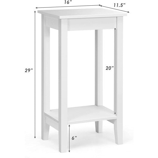 Set of 2 Versatile 2-Tier End Table with Storage Shelf-White