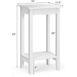 Set of 2 Versatile 2-Tier End Table with Storage Shelf-White