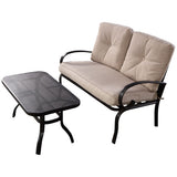 2 Pieces Patio Outdoor Cushioned Coffee Table Seat-Beige