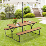 6 Feet Outdoor Picnic Table Bench Set for 6-8 People-Brown