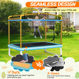 6 Feet Rectangle Trampoline with Swing Horizontal Bar and Safety Net-Yellow