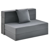 6 Inch Tri-fold Sofa Bed Folding Mattress with Pillow-Dark Gray