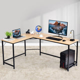 L Shaped Desk Corner Computer Desk PC Laptop Gaming Table Workstation-Natural