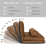 6-Position Foldable Floor Sofa Bed with Detachable Cloth Cover-Brown