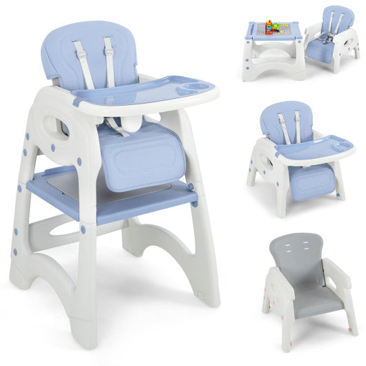 6-in-1 Baby High Chair with Removable Double Tray-Blue