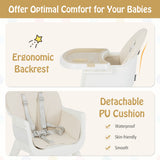 6-in-1 Convertible Baby High Chair with Removable Double Tray and PU Cushion-Beige