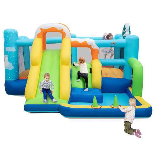 7-in-1 Kids Inflatable Bounce House with Jumping Area without Blower