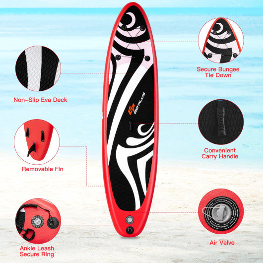 10' Inflatable Stand up Adjustable Fin Paddle Surfboard with Bag