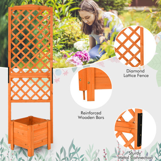 71" Raised Garden Bed with Trellis and Planter Box-Orange