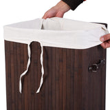 Rectangle Bamboo Hamper Laundry Basket Washing Cloth Bin Storage Bag Lid 3 color-Brown