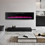 42/50/60/72 Inch Ultra-Thin Electric Fireplace with Decorative Crystals-72 inches