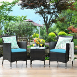 3 Pcs Outdoor Rattan Wicker Furniture Set-Blue