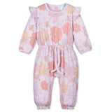 Waist-Tie Romper - Amelia on Pink  100% Pima Cotton by Feather Baby