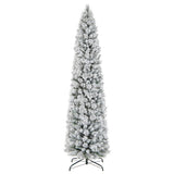 4.5/6/7 Feet Christmas Tree with 258 Branch Tips and 100 Incandescent Lights-Flocked and Slim-7 ft