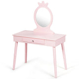 Kids Vanity Makeup Table and Chair Set Make Up Stool