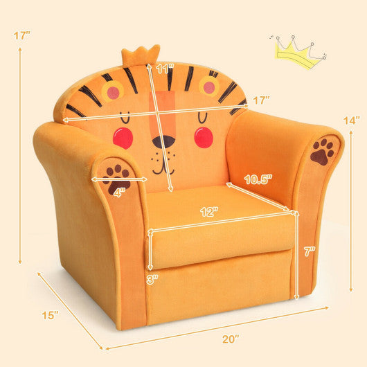 Kids Armrest Lion Upholstered Sofa