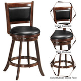 24 Inch Wooden Upholstered Swivel Counter Height Stool  Dining Chair