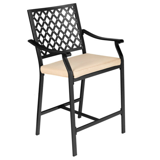 2 Pieces Patiojoy Patio Bar Stool with Height Cushion and Armrest