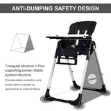Foldable High chair with Multiple Adjustable Backrest-Black