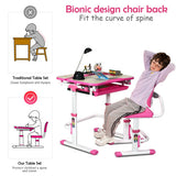 Height Adjustable Kids Study Desk and Chair Set-Pink