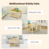 Solid Multifunctional Wood Kids Activity Play Table-Natural