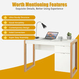 Modern Computer Desk Study Table Writing Workstation with Cabinet and Drawer-White