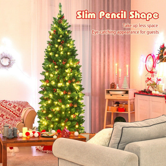 6.5 Feet Pre-lit Hinged Pencil Christmas Tree