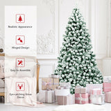 7.5 Feet Pre-Lit Premium Snow Flocked Hinged Artificial Christmas Tree with 550 Lights