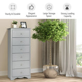 6 Drawers Chest Dresser Clothes Storage Bedroom Furniture Cabinet-Gray