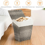 Foldable Handwoven Laundry Hamper with Removable Liner-Gray