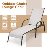 Adjustable Patio Chaise Folding Lounge Chair with Backrest-Gray