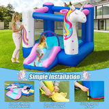 Inflatable Slide Bouncer with Basketball Hoop for Kids Without Blower