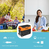 58 Quarts Car Refrigerator Portable RV Freezer Dual Zone with Wheel-Orange