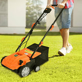 13 Inch 12 Amp Electric Scarifier with Collection Bag and Removable Blades-Orange