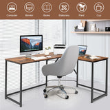L Shaped Corner Home Office Computer Desk Home-Rustic Brown