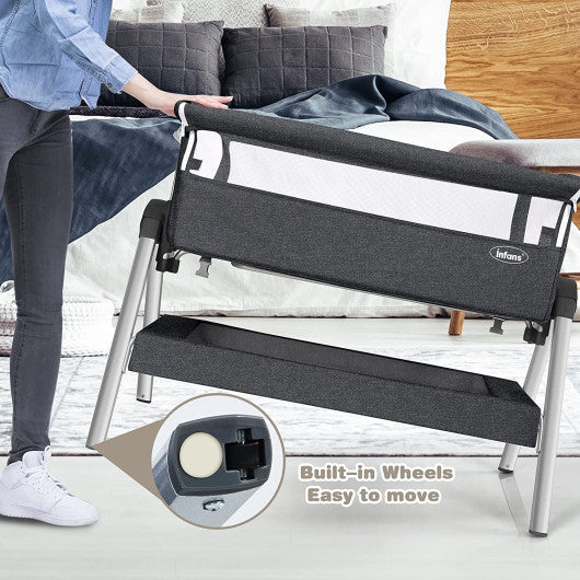 Portable Baby Bedside Sleeper with Adjustable Heights and Angle-Gray