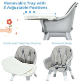 6-in-1 Baby High Chair Infant Activity Center with Height Adjustment-Gray