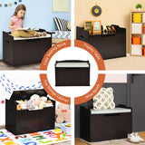 Kids Toy Wooden Flip-top Storage Box Chest Bench with Cushion Hinge-Brown