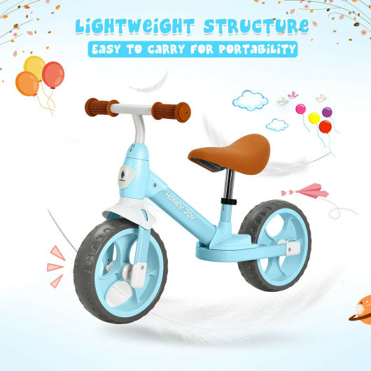 Kids Balance Training Bicycle with Adjustable Handlebar and Seat-Blue
