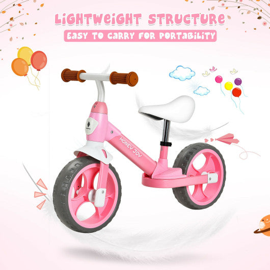 Kids Balance Training Bicycle with Adjustable Handlebar and Seat-Pink