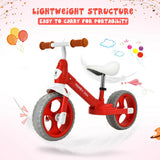 Kids Balance Training Bicycle with Adjustable Handlebar and Seat-Red