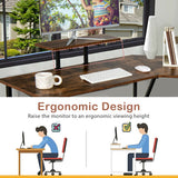 88.5 Inch L Shaped Reversible Computer Desk Table with Monitor Stand-Rustic Brown
