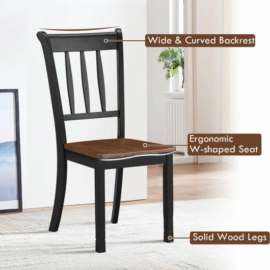 2 Pieces Solid Whitesburg Spindle Back Wood Dining Chairs-Black