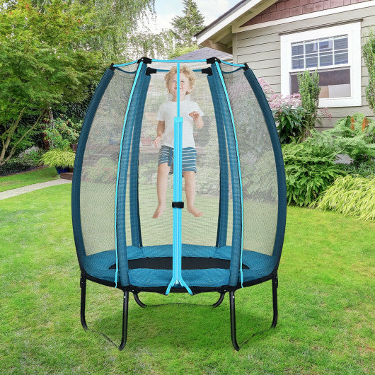 4 Feet Kids Trampoline Recreational Bounce Jumper with Enclosure Net-Blue