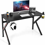 48 Inch K-shaped Gaming Desk with Cup Holder with Headphone Hook